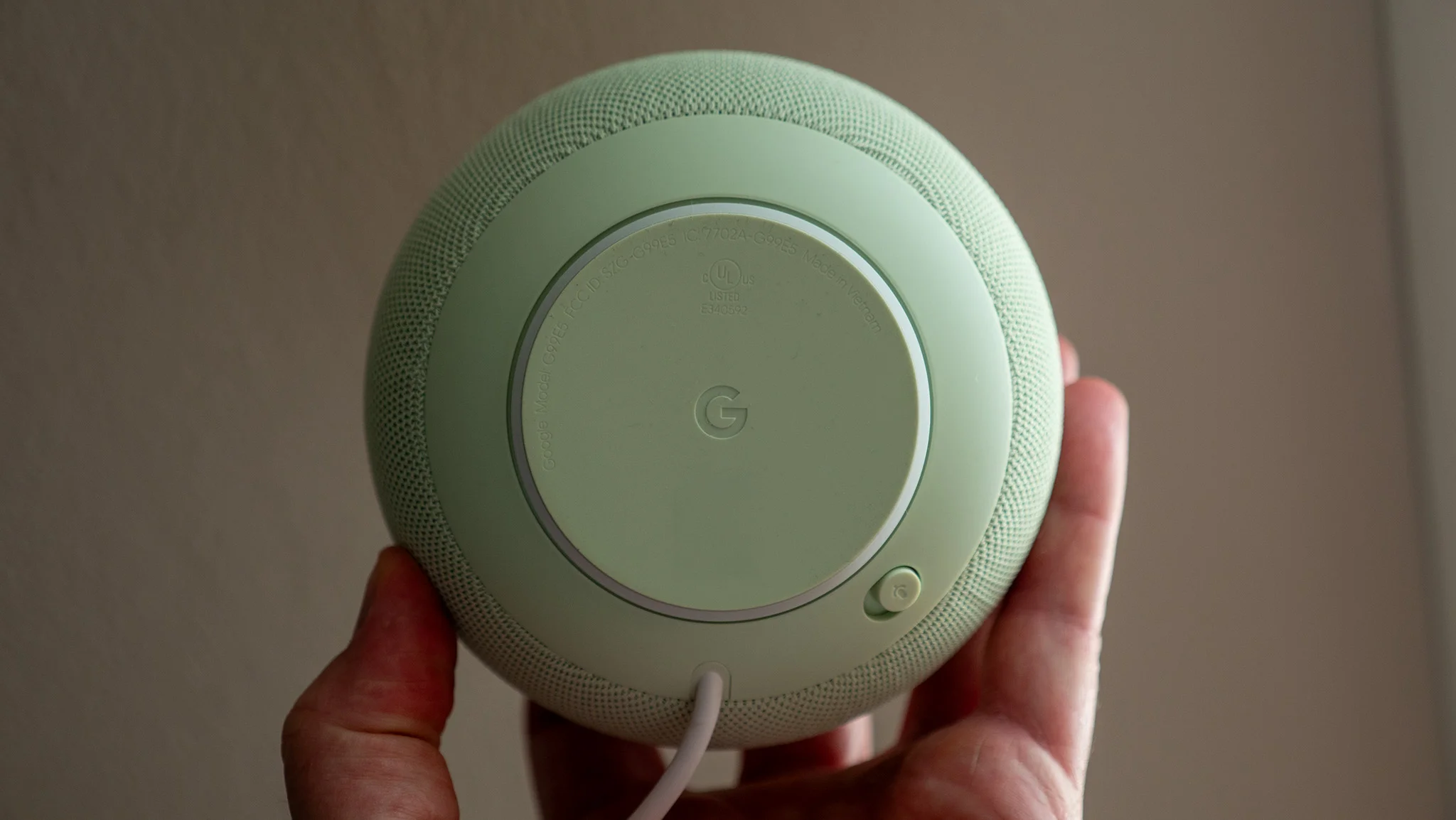 The underside of the Jade Google Home Speaker