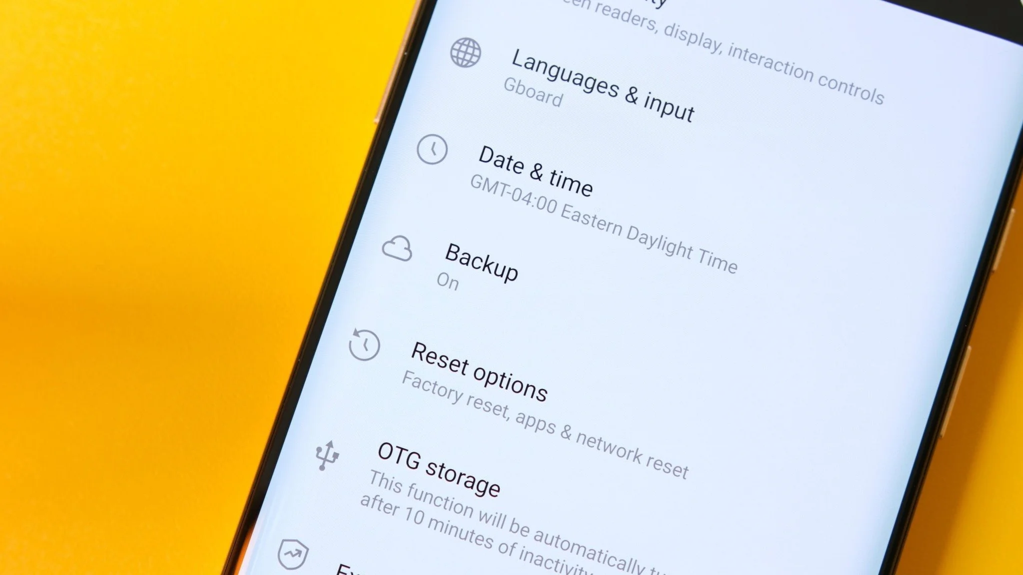 Backup icon on an Android phone