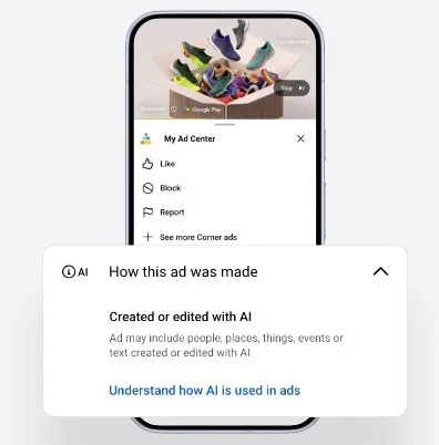 new AI transparency label in Google's My Ad Center