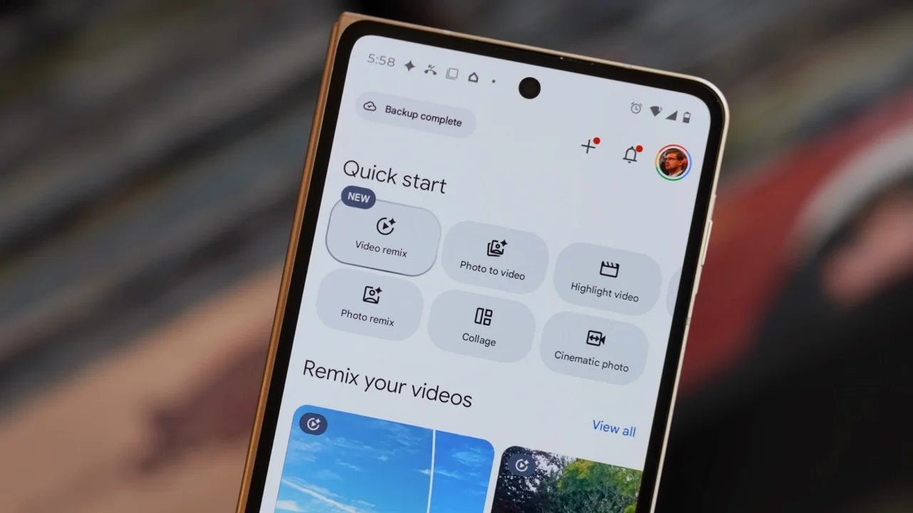 The Video Remix feature in Google Photos powered by Gemini Omni.