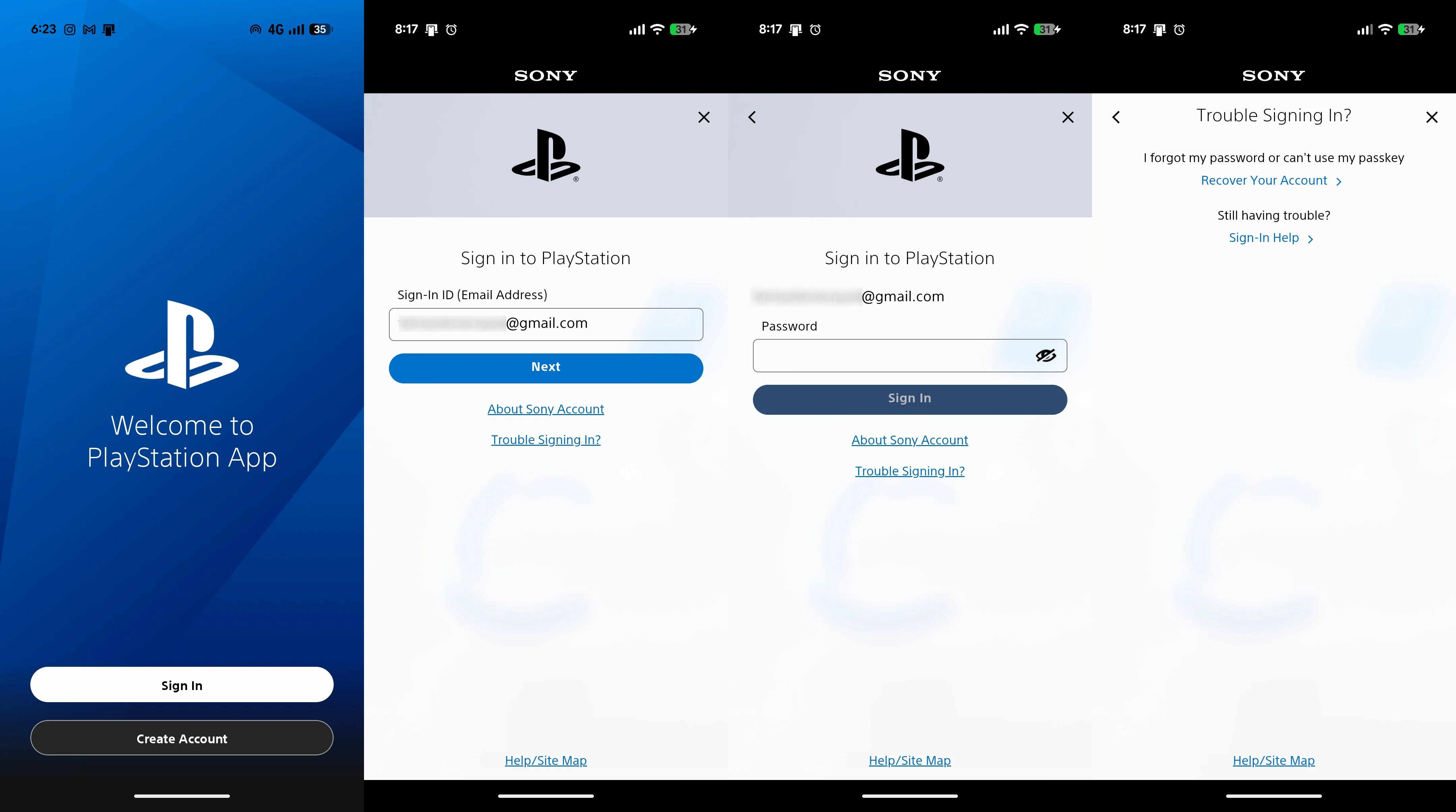 Steps to regain access to PlayStation app