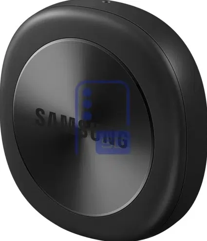 An alleged rendering of a squircle-shaped Galaxy SmartTag 3 from Samsung in black.