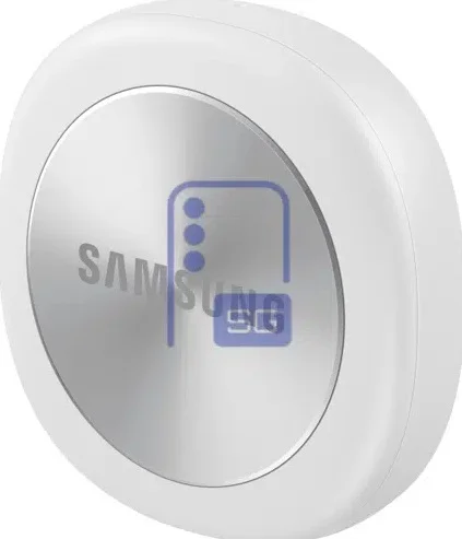 An alleged rendering of a squircle-shaped Galaxy SmartTag 3 from Samsung in white.