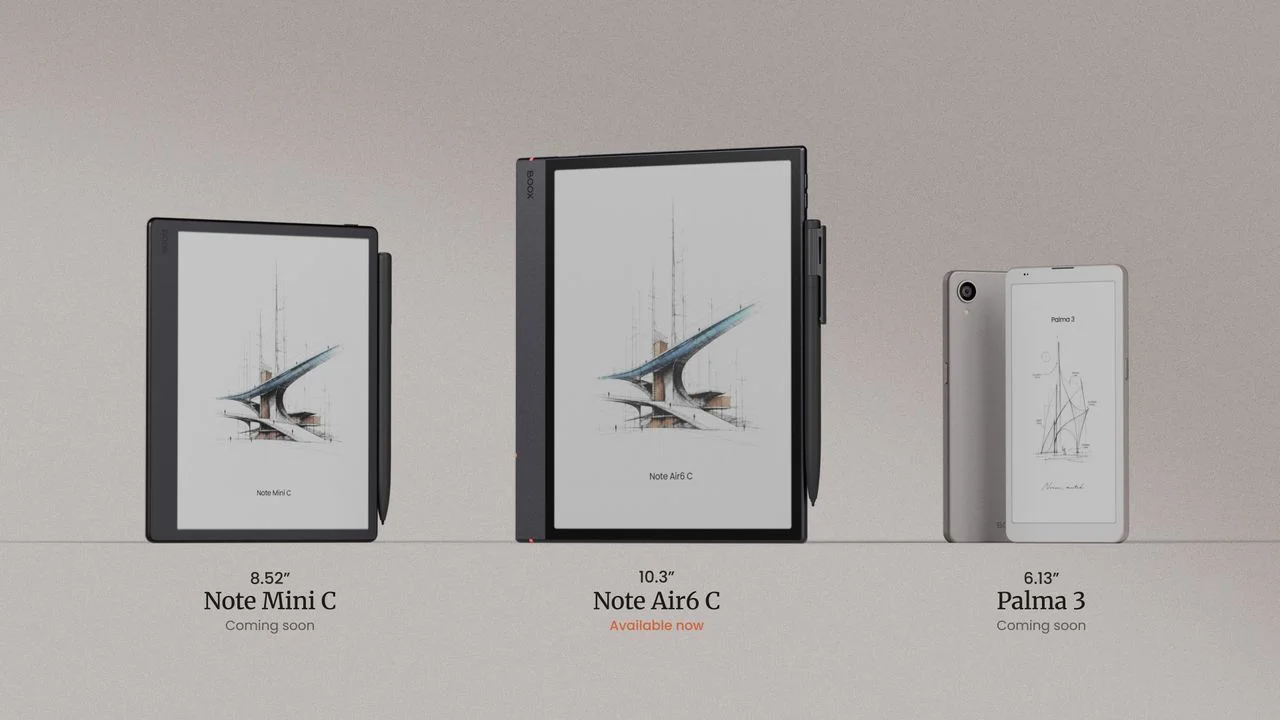 Boox Refreshes ePaper Tablet Line with Note Air6 C, Note Mini C, and Palma 3
