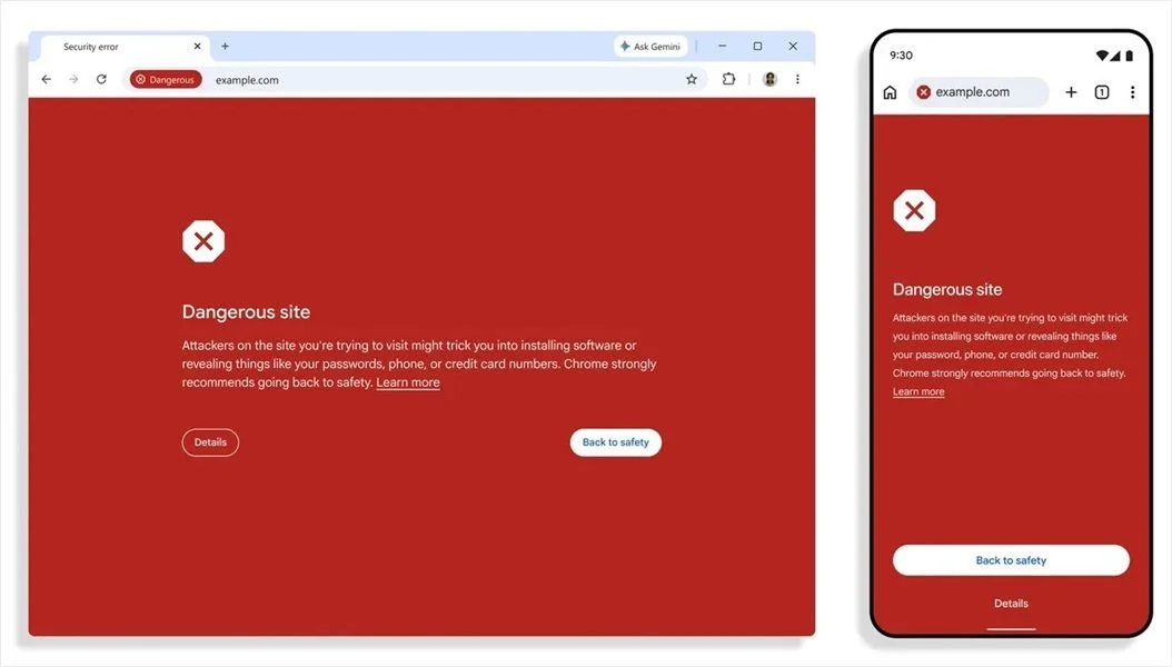 Google Chrome will produce a bright red
